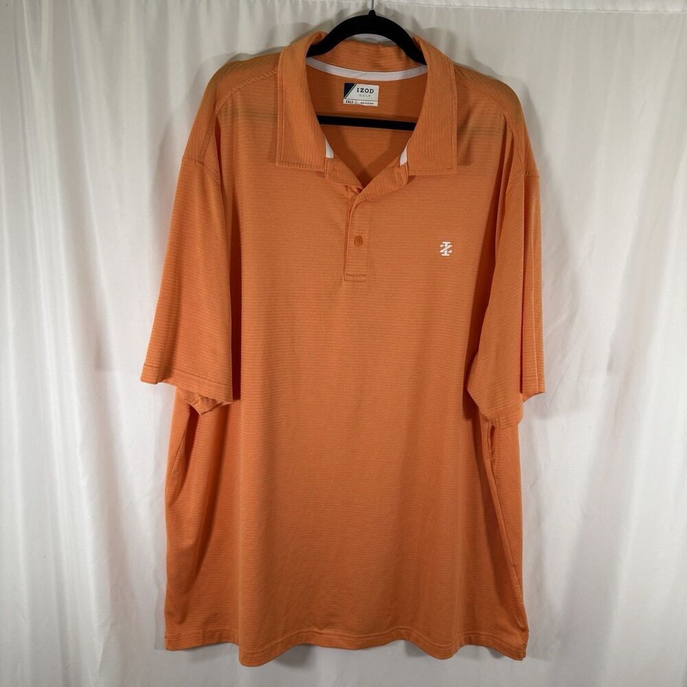 Izod Golf Polo Shirt Men's 2XLT Orange Short Sleeve Breathable Lightweight